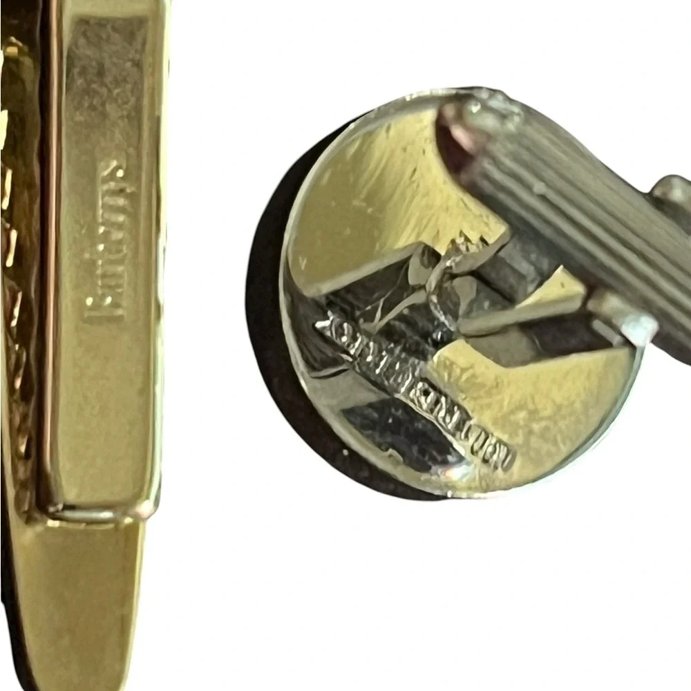 Silver Burberry Tie Clip and Cuff Links